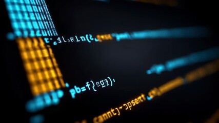 Colorful lines of computer code and programming language syntax dark screen display digital data, software development, and technology innovation, highlighting computer programming, cybersecurity