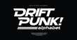© Haqqani Slab - Drift Punk: Typeface urban style fonts for technology, digital, movie, logo design. Modern Sport Italic Font. Alphabet Collections