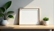 © Busban - Modern sleek photo frame on polished wood table, minimalist setting , dark wood, desk