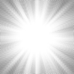 Aufkleber - Halftone gradient sun rays pattern. Abstract halftone vector dots background. monochrome dots pattern. Vector background in comic book style with sunburst rays and halftone. Retro pop art design.