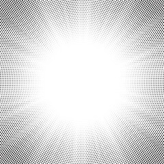 Fototapete - Halftone gradient sun rays pattern. Abstract halftone vector dots background. monochrome dots pattern. Vector background in comic book style with sunburst rays and halftone. Retro pop art design.