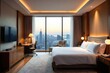 © jaeng - Spacious executive suite, panoramic city view, glass, desk, high-rise