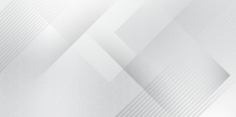 Fototapete - Abstract white and grey triangle overlay texture background. Modern elegant white gray banner background with creative design and shiny lines.Light gray striped abstract subtle vector background.