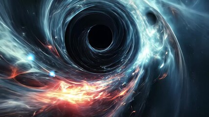 Wall Mural - swirling black hole with glowing energy creating vibrant cosmic patterns in outer space, abstract sw