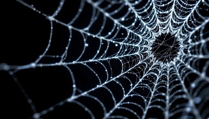 Intricate spider web close-up dark background photography natural environment macro view nature's art