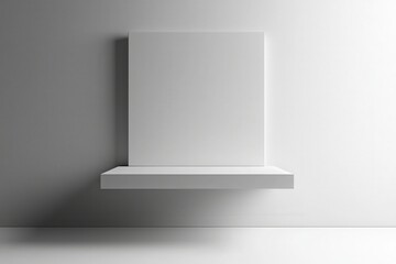 Wall Mural - minimalist display shelf with blank canvas in modern interior space