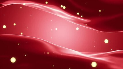 Poster - Crimson Waves Abstract Animation with Glowing Particles