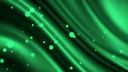 Poster - Emerald Green Abstract Waves with Floating Particles