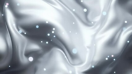 Poster - Silver Fabric Waves with Glowing Particles