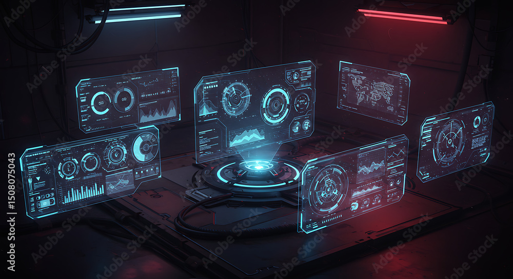 Futuristic Holographic Displays Sci Fi Interface with Data Analytics ...