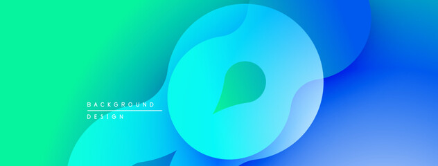 Leinwandbilder - Abstract gradient background. Smooth shapes overlap, creating dynamic visual effect. Blue, turquoise hues dominate composition. Modern design element.