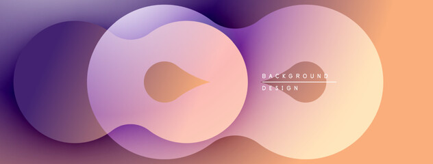 Leinwandbilder - Abstract fluid shapes blend purple, orange hues. Modern design evokes infinity symbol, soft gradients present. Background text reads background design.