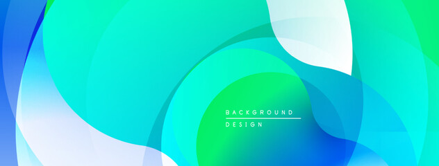Leinwandbilder - Abstract fluid shapes, vibrant turquoise, green hues. Smooth gradients create dynamic visual flow. Modern design element.