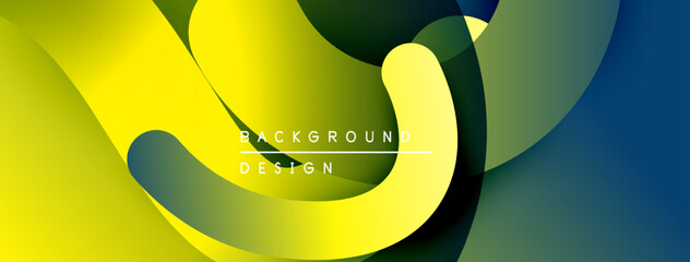 Leinwandbilder - Abstract flowing shapes, vibrant yellow, green, blue hues. Modern design, dynamic composition, smooth gradients present.