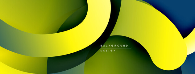 Poster - Abstract layers overlap, creating dynamic gradients. Yellow, green, blue hues blend smoothly. Modern design element.