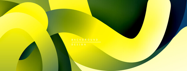 Leinwandbilder - Abstract fluid shapes, vibrant yellow, green hues. Modern design, smooth gradients create dynamic composition. Background texture visible.