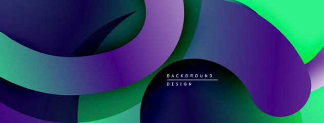 Poster - Abstract flowing shapes, vibrant colors, modern design. Gradient layers create depth, dynamic composition. Minimalist aesthetic.