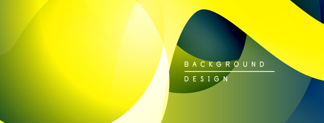 Leinwandbilder - Abstract fluid shapes, vibrant yellow, green, blue gradients. Modern design element for backgrounds, presentations. Minimalist aesthetic.
