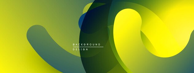 Leinwandbilder - Abstract fluid shapes, vibrant gradients. Yellows, greens dominate composition. Modern design element for backgrounds, presentations.
