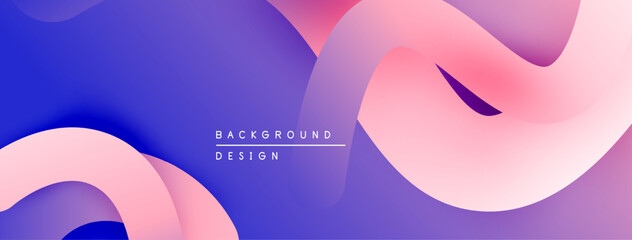 Leinwandbilder - Abstract fluid shapes, purple, pink hues create modern background. Smooth gradients offer dynamic visual experience.