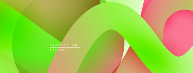 Leinwandbilder - Abstract background features overlapping translucent shapes. Colors include green, orange, pink, creating dynamic visual effect. Smooth gradients present.