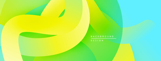 Leinwandbilder - Abstract fluid shapes, vibrant colors blend. Green, yellow, turquoise create dynamic composition. Modern design element for backgrounds.