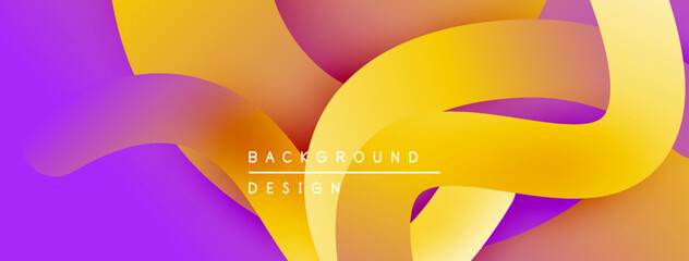 Leinwandbilder - Abstract fluid shapes blend vibrant colors. Yellow, orange, purple create dynamic visual flow. Modern design element for backgrounds.