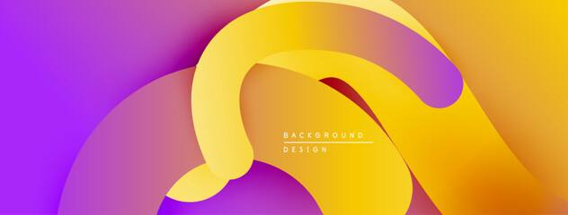 Leinwandbilder - Abstract fluid shapes blend purple, yellow hues. Dynamic composition creates modern background design. Smooth gradients offer visual interest.