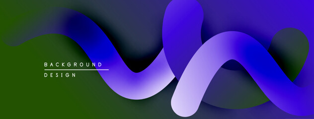 Poster - Abstract fluid shapes, vibrant gradients. Modern design, smooth curves create dynamic visual effect. Purple, green hues dominate composition.