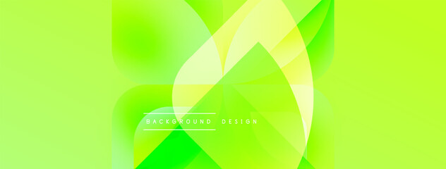 Leinwandbilder - Bright green abstract design. Overlapping shapes create dynamic visual effect. Modern aesthetic, suitable for backgrounds, presentations.