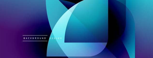 Poster - Abstract fluid shapes, vibrant blues, purples blend. Modern design, dynamic composition, smooth gradients present. Background texture visible.