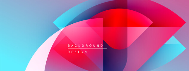 Leinwandbilder - Abstract colorful design features overlapping shapes. Gradient hues blend from blue to pink, creating dynamic visual effect. Text reads background design.