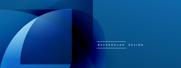 Aufkleber - Abstract blue shapes overlap, creating dynamic gradient effect. Minimalist design with text element background design. Modern aesthetic.