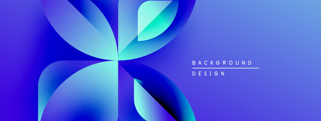 Aufkleber - Abstract blue design features flowing shapes. Gradient colors create dynamic visual effect. Modern background suitable for presentations.