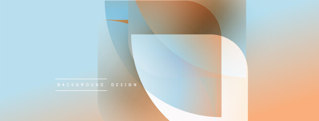 Poster - Abstract geometric shapes overlap. Soft gradients create light, airy feel. Minimalist design with blue, orange hues. Modern background texture.