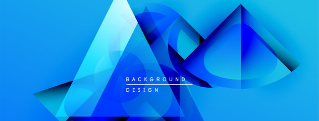 Poster - Abstract blue design features geometric shapes, gradients, overlapping layers. Modern aesthetic, dynamic composition, vibrant colors.
