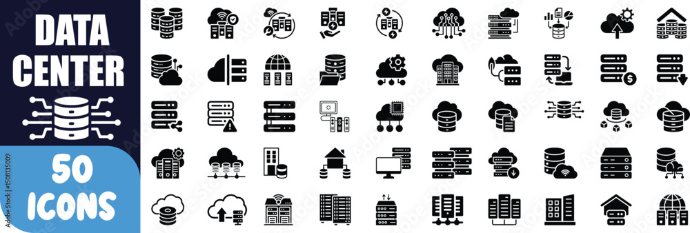 Fifty data center server icons cloud computing network Stock Vector ...