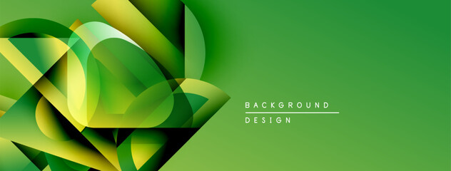 Poster - Abstract green shapes overlap, creating dynamic visual effect. Gradient background adds depth, text indicates design element.