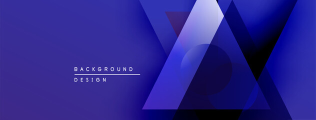 Aufkleber - Abstract geometric background. Blue gradients create dynamic shapes, circles, triangles. Modern design elements suggest technology, innovation.