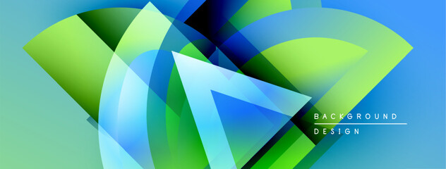 Leinwandbilder - Abstract vibrant design features flowing shapes, gradients. Blue, green hues dominate composition, creating dynamic visual effect.