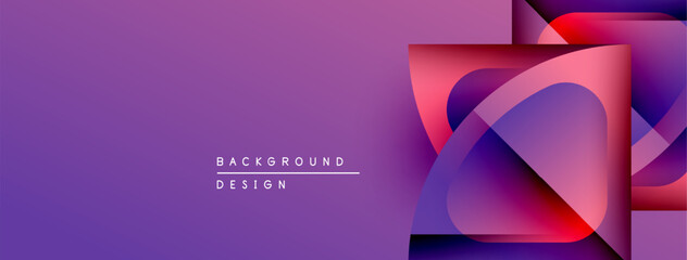 Leinwandbilder - Abstract purple design features overlapping shapes, gradients. Modern background with text elements, vibrant colors, smooth transitions.