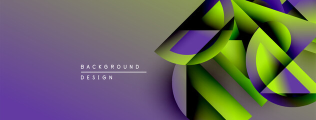 Leinwandbilder - Abstract geometric shapes, vibrant gradients, purple hues dominate design. Modern aesthetic, dynamic composition, sleek presentation.