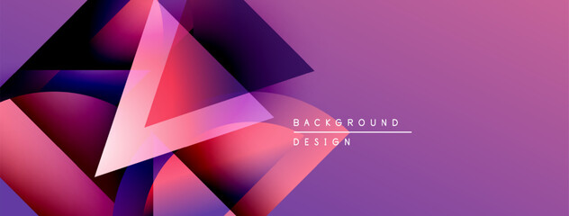 Leinwandbilder - Abstract geometric shapes overlap, creating vibrant pinks, purples, blues. Gradient background suggests modern design elements.