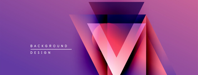 Leinwandbilder - Abstract geometric design. Purple gradients form layered triangles, creating dynamic visual effect. Modern background suitable for presentations.