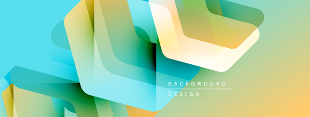 Leinwandbilder - Abstract geometric shapes overlap, creating vibrant gradients. Turquoise, yellow, green hues dominate design. Modern aesthetic.