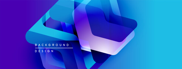 Leinwandbilder - Abstract geometric shapes, vibrant blue purple gradients. Modern design element for backgrounds, presentations. Clean, dynamic composition.