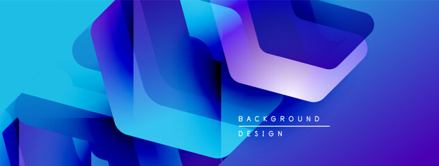 Leinwandbilder - Abstract blue shapes overlap, creating dynamic visual effect. Gradient colors suggest depth, modern design aesthetic.