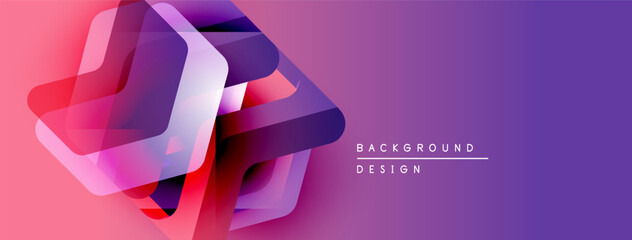 Leinwandbilder - Abstract geometric shapes overlap, creating vibrant pinkpurple gradient. Modern design suggests technology, innovation, dynamic visuals.