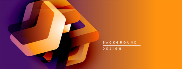 Leinwandbilder - Abstract geometric shapes, vibrant orange, purple gradient. Modern design element for backgrounds, presentations. Bold visual impact.