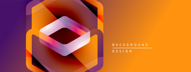 Leinwandbilder - Abstract geometric design. Orange, purple hues create layered illusion. Modern, vibrant visual element for backgrounds.